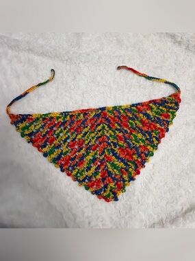 Handmade rainbow Crochet Triangle hair piece